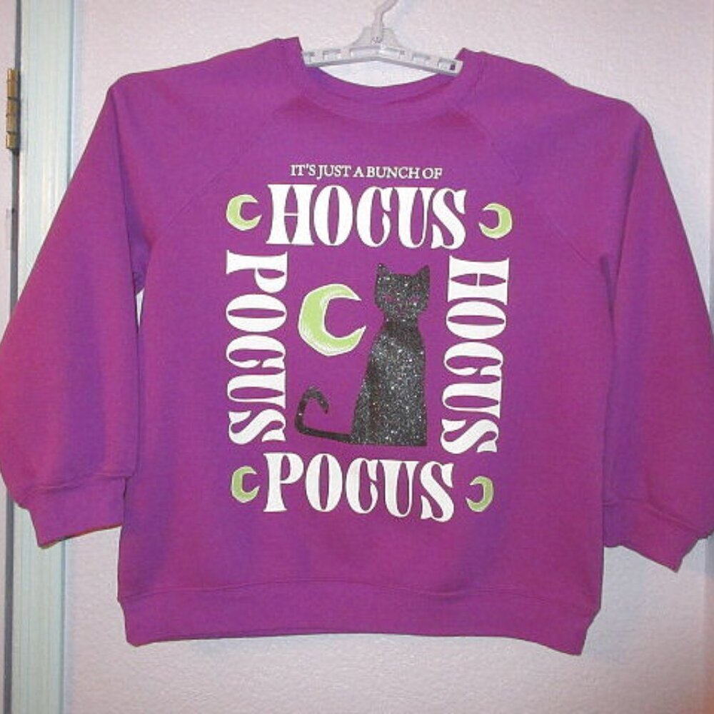Disney Hocus Pocus Sweatshirt Size XL Glitter Cat Skull Moon 2 Side Halloween